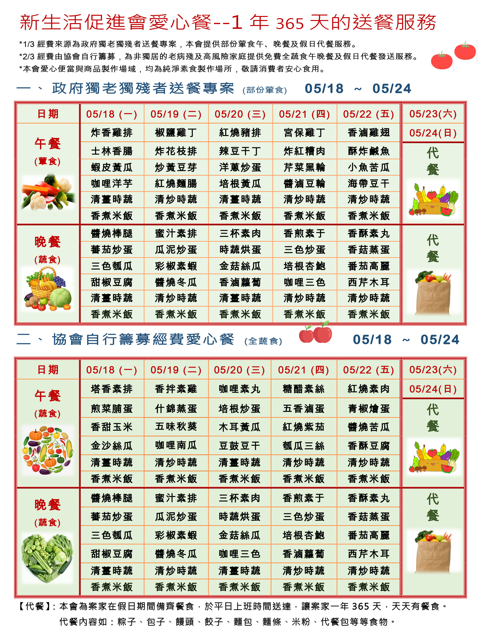 愛心餐菜單109-05-18~05-24