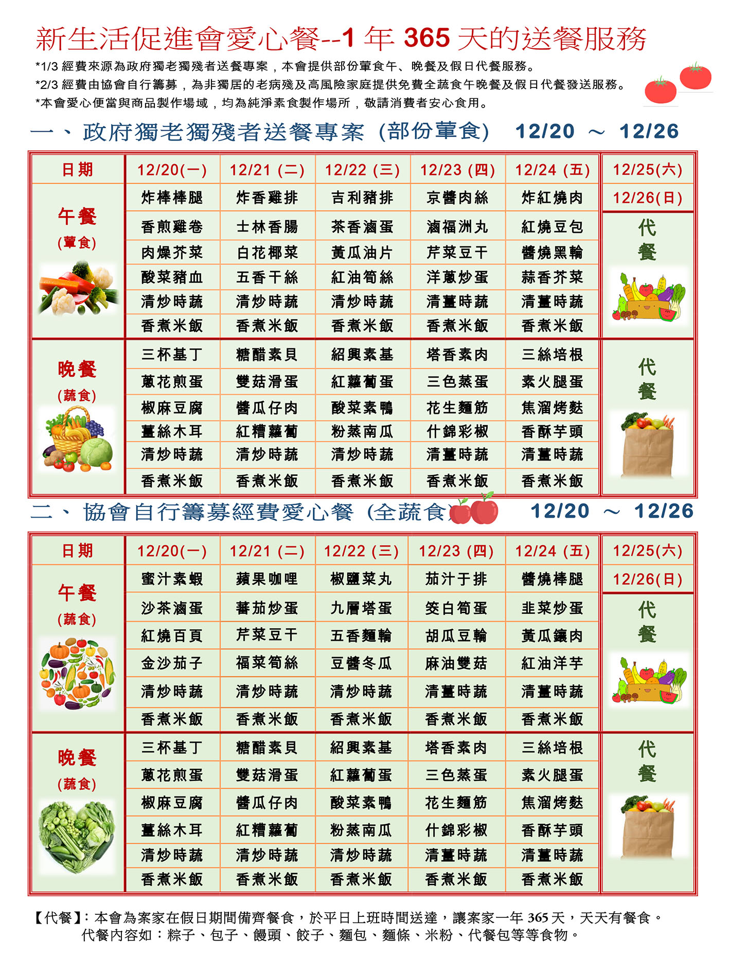 愛心餐菜單110-12-20~12-26