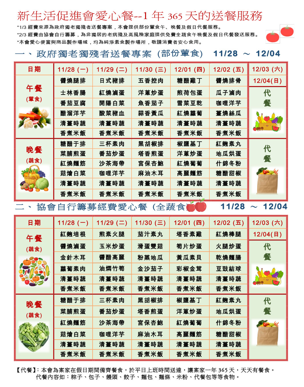 愛心餐菜單111-11-28~12-04