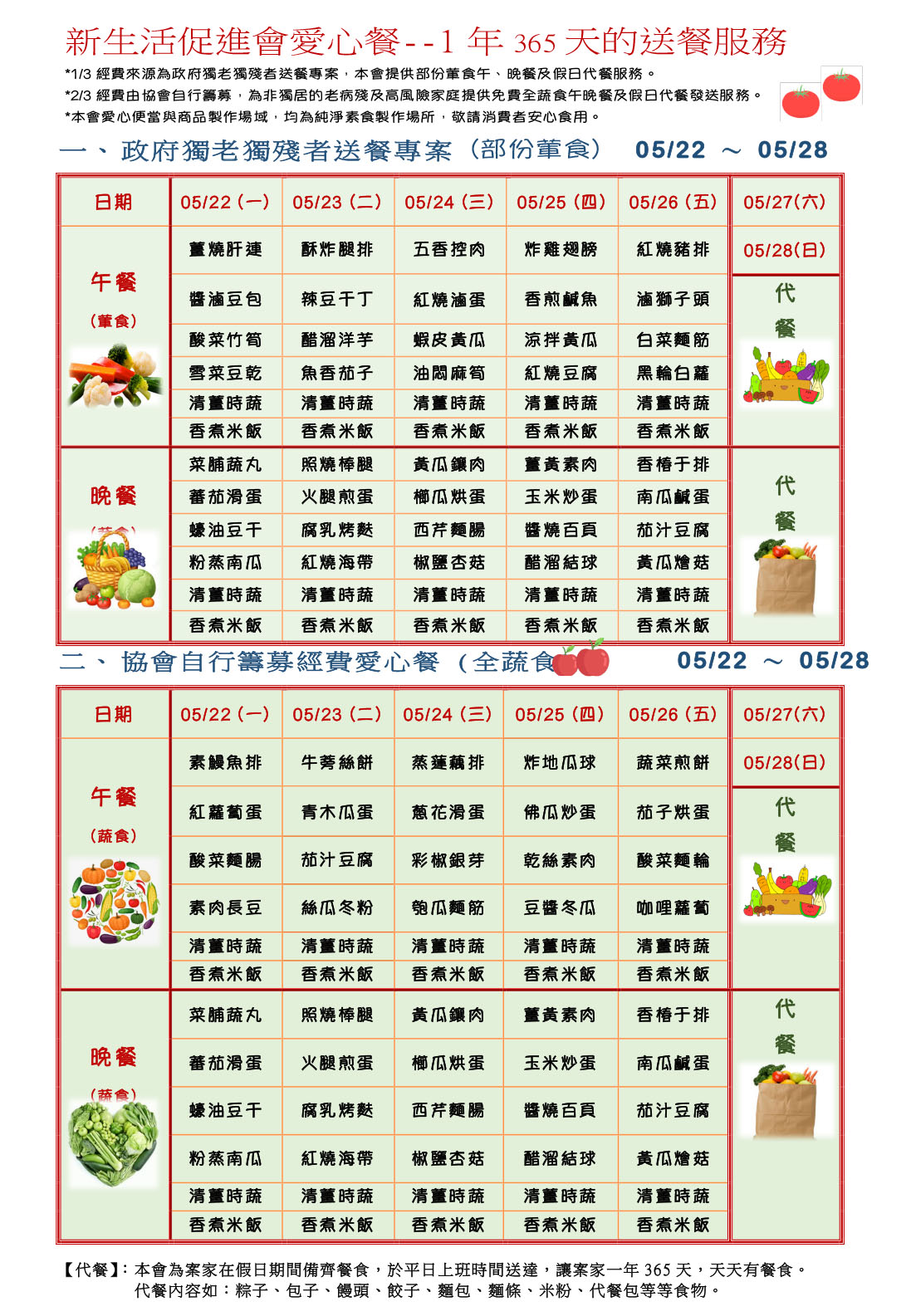 愛心餐菜單112-05-22~05-28